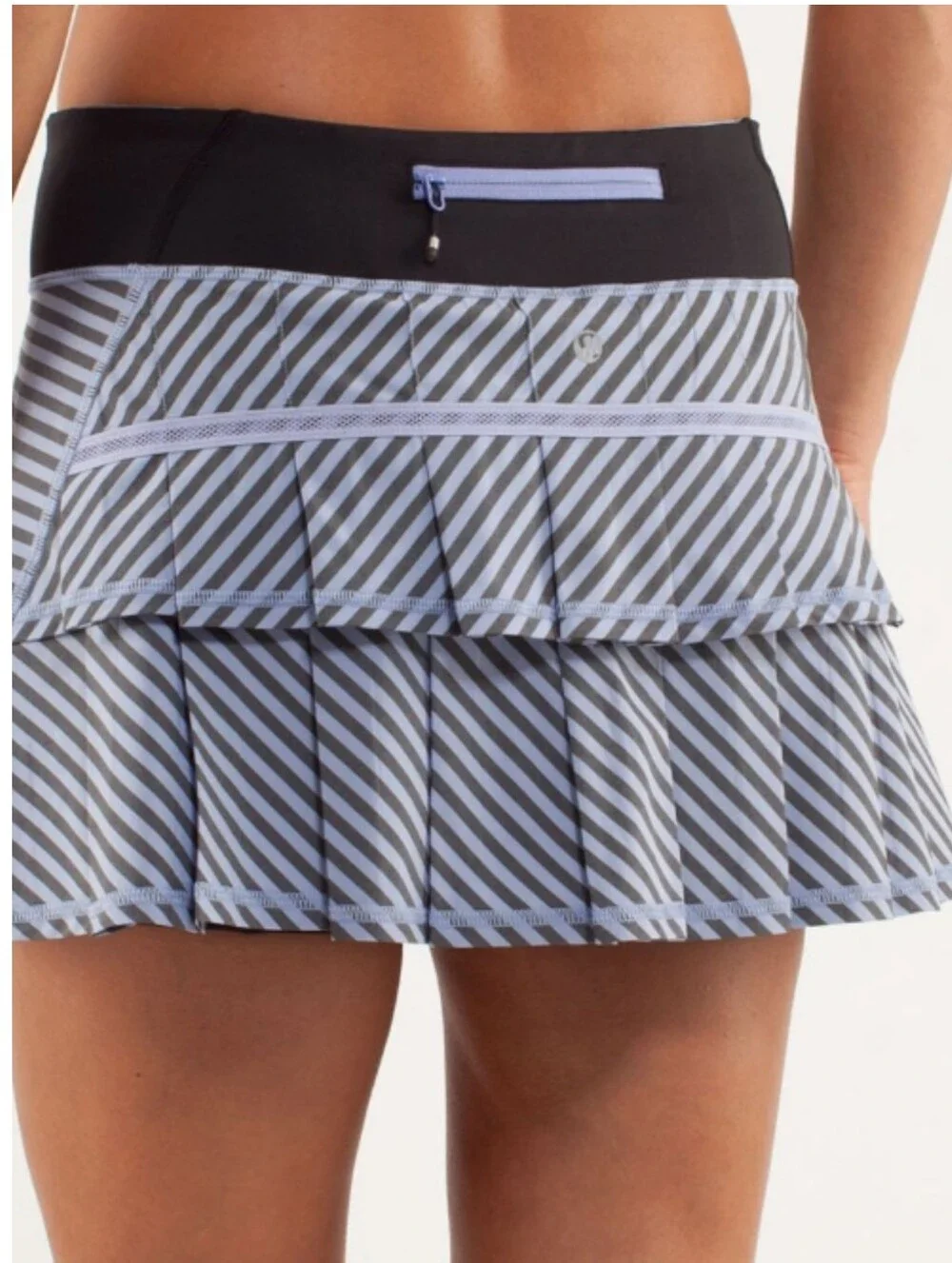 Lululemon Run: Pace Setter Skirt Stripe Black & Polar Haze Women's 10 Pickleball